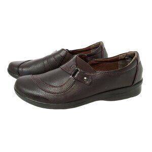 ingaro women's brown "snapper" faux leather comfort shoe with buckle and 1.25" h